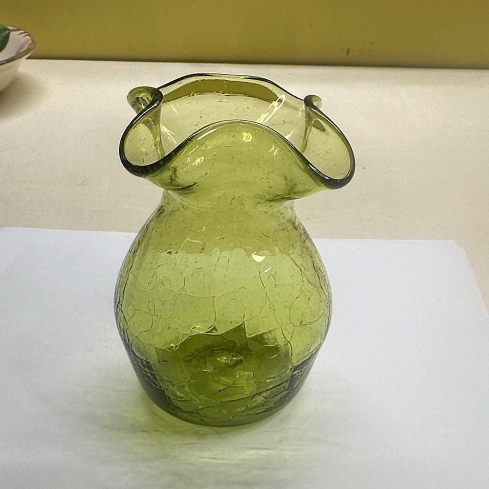 MCM Hand Blown Green Glass Vase